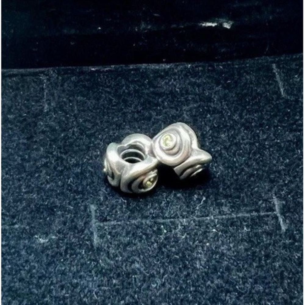 (x2) Pandora Eye of the Storm Bead Light Green Zirconia 790318CZP - Retired